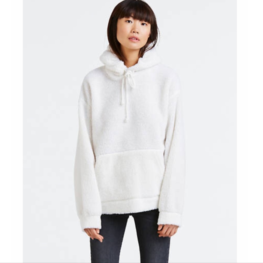 LAST! NWT 5 Star HTF LEVI’S White Sherpa Hoodie - Picture 3 of 8
